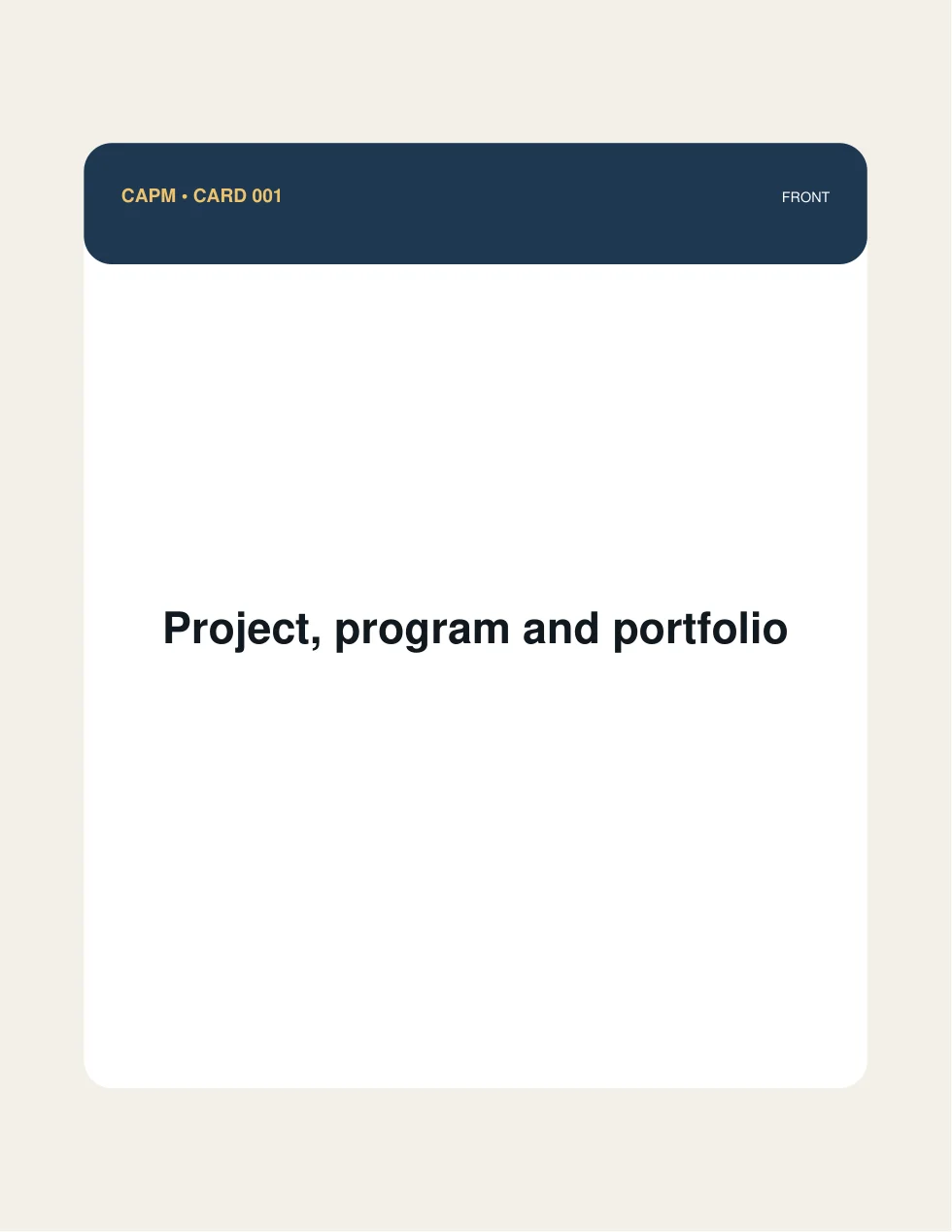 Real CAPM flashcard sample showing a numbered study term